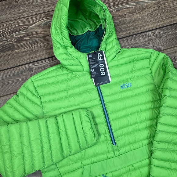 Stio Other - Stio Men Pinion Down Pullover 800 FP Hooded Jacket Green Tender Shoot MEDIUM NWT